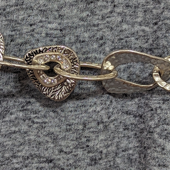 Chico's Vintage Silver Tone Chunky Mixed Link Rhinestone Accent Belt - Picture 4 of 12